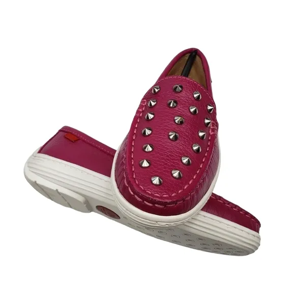 Marc Joseph | NIB Louisville Pink Grainy Leather Studded Loafers Girl's 11.5