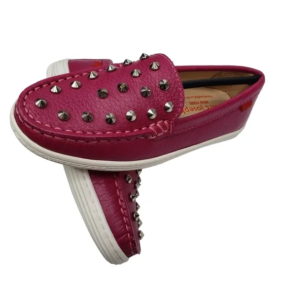 Marc Joseph | NIB Louisville Pink Grainy Leather Studded Loafers Girl's 11.5