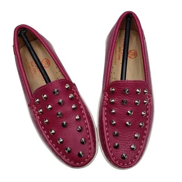 Marc Joseph | NIB Louisville Pink Grainy Leather Studded Loafers Girl's 11.5