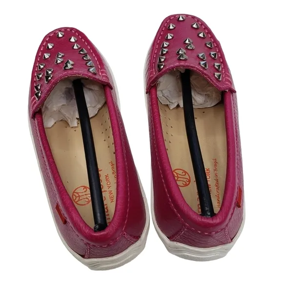 Marc Joseph | NIB Louisville Pink Grainy Leather Studded Loafers Girl's 11.5