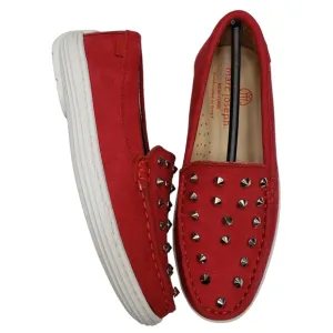 Marc Joseph | NIB Louisville Red Nobuck Leather Preppy Studded Loafers Girl's 13