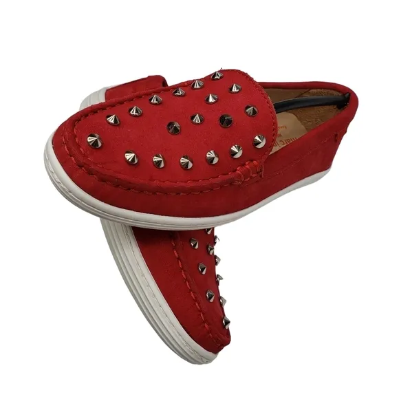 Marc Joseph | NIB Louisville Red Nobuck Leather Preppy Studded Loafers Girl's 13