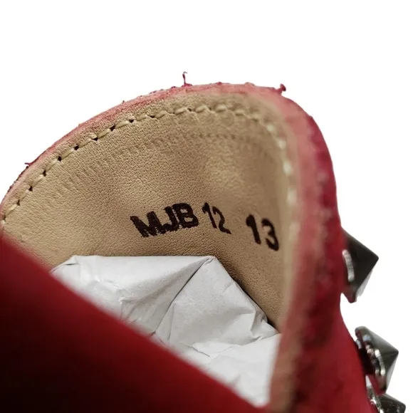 Marc Joseph | NIB Louisville Red Nobuck Leather Preppy Studded Loafers Girl's 13