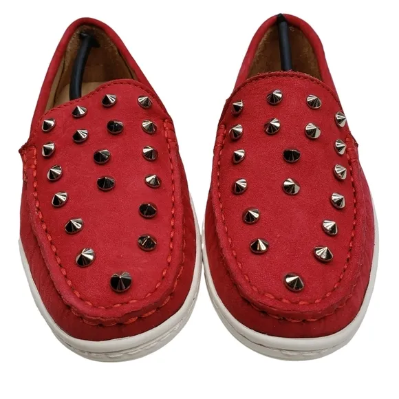 Marc Joseph | NIB Louisville Red Nobuck Leather Preppy Studded Loafers Girl's 13