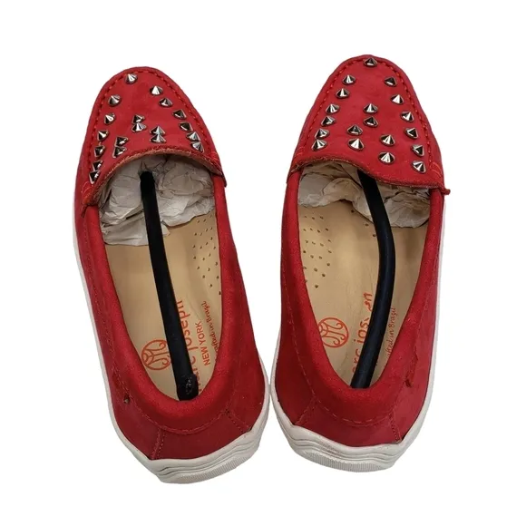 Marc Joseph | NIB Louisville Red Nobuck Leather Preppy Studded Loafers Girl's 13