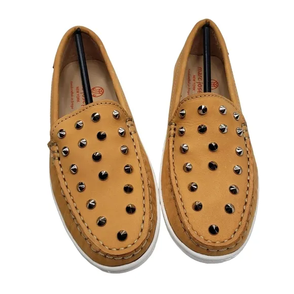 Marc Joseph | NIB Louisville Tan Nobuck Leather Studded Loafers Girl's 1.5
