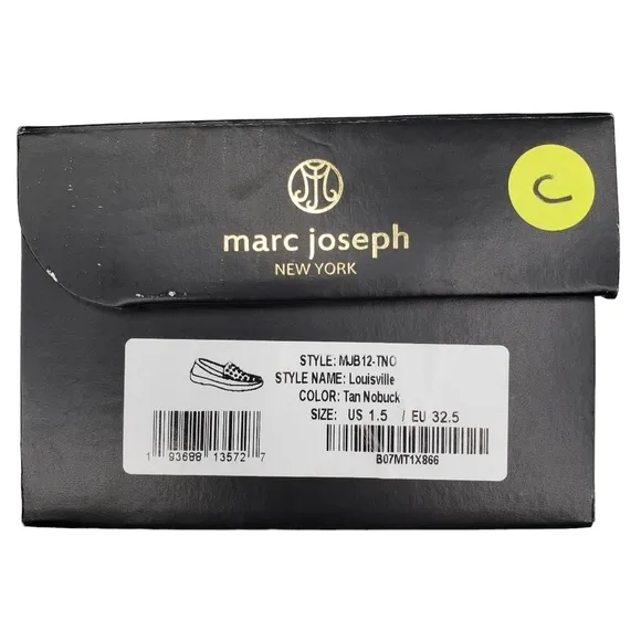 Marc Joseph | NIB Louisville Tan Nobuck Leather Studded Loafers Girl's 1.5