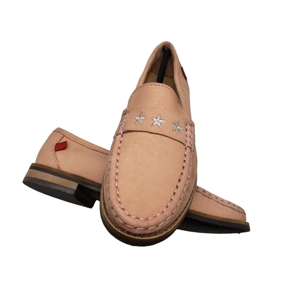 Marc Joseph | NIB Madison Blush Nobuck Silver Star Leather Loafers Girl's 12.5