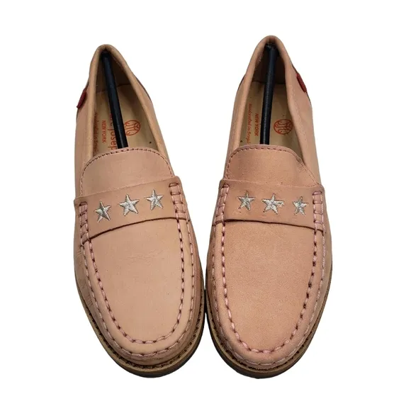 Marc Joseph | NIB Madison Blush Nobuck Silver Star Leather Loafers Girl's 12.5