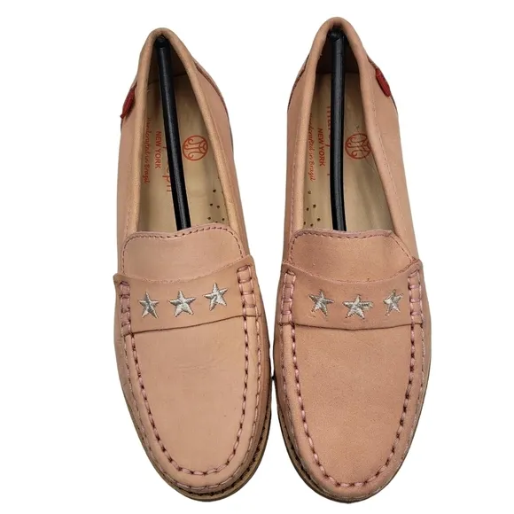 Marc Joseph | NIB Madison Blush Nobuck Silver Star Leather Loafers Girl's 12.5
