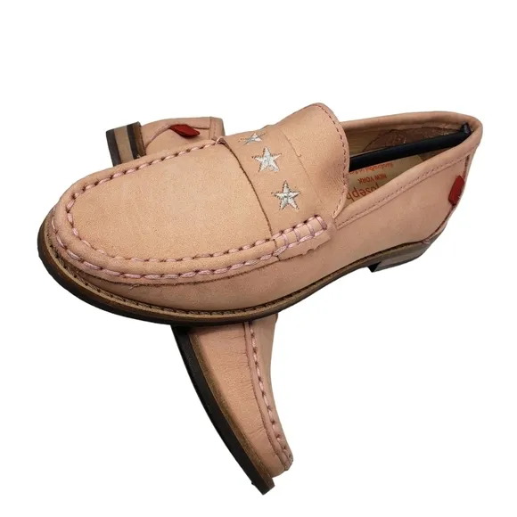 Marc Joseph | NIB Madison Blush Nobuck Silver Star Leather Loafers Girl's 12.5
