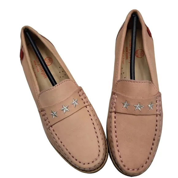 Marc Joseph | NIB Madison Blush Nobuck Silver Star Leather Loafers Girl's 12.5