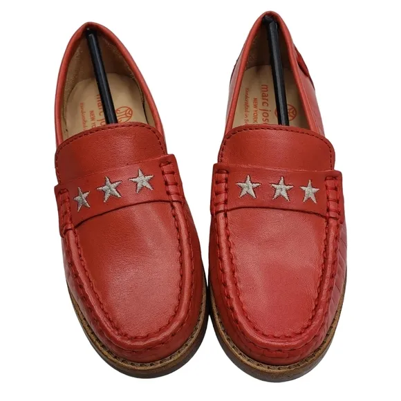 Marc Joseph | NIB Madison Coral Napa Silver Star Leather Loafers Girl's 11.5