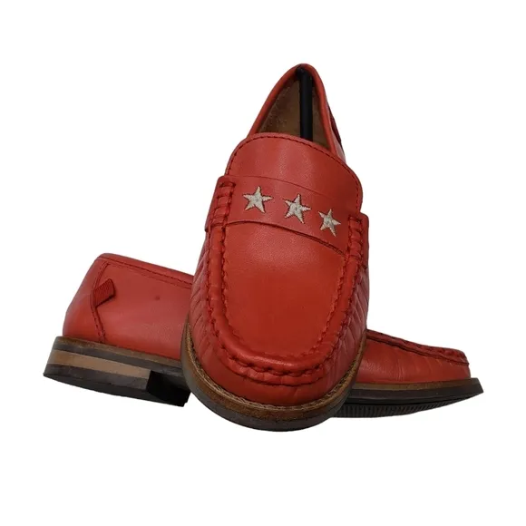 Marc Joseph | NIB Madison Coral Napa Silver Star Leather Loafers Girl's 11.5