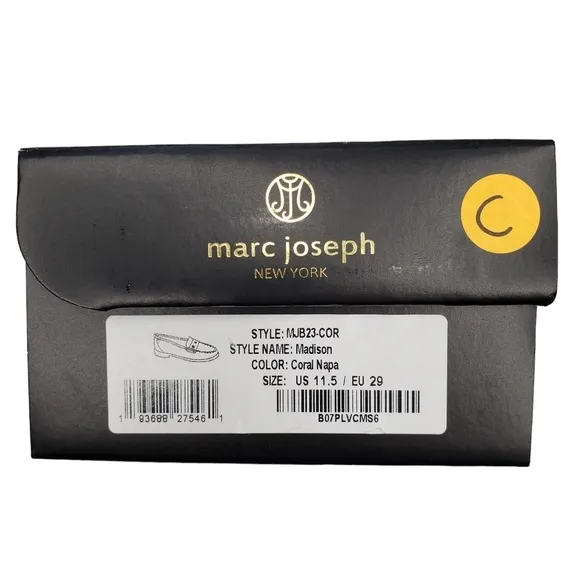 Marc Joseph | NIB Madison Coral Napa Silver Star Leather Loafers Girl's 11.5