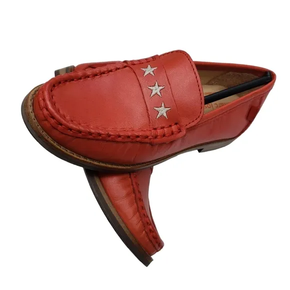 Marc Joseph | NIB Madison Coral Napa Silver Star Leather Loafers Girl's 11.5