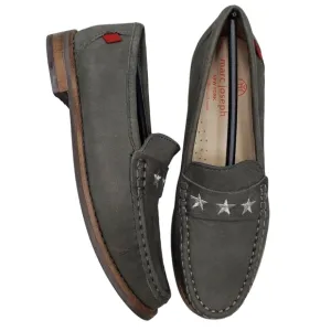 Marc Joseph | NIB Madison Gray Nobuck Silver Star Leather Loafers Girl's 1.5