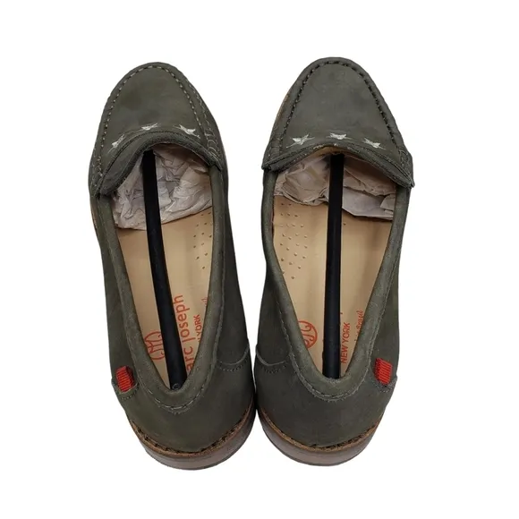 Marc Joseph | NIB Madison Gray Nobuck Silver Star Leather Loafers Girl's 1.5