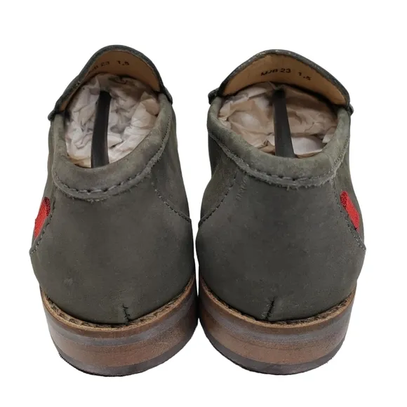 Marc Joseph | NIB Madison Gray Nobuck Silver Star Leather Loafers Girl's 1.5