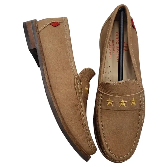 Marc Joseph | NIB Madison Porcelain Nobuck Gold Star Leather Loafers Girl's 13