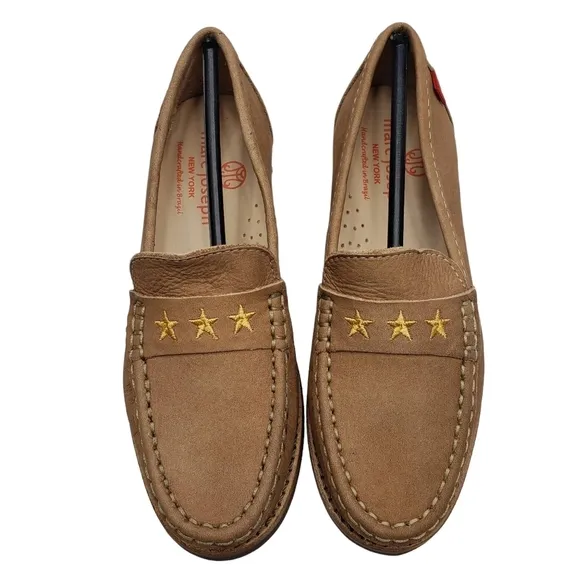 Marc Joseph | NIB Madison Porcelain Nobuck Gold Star Leather Loafers Girl's 13