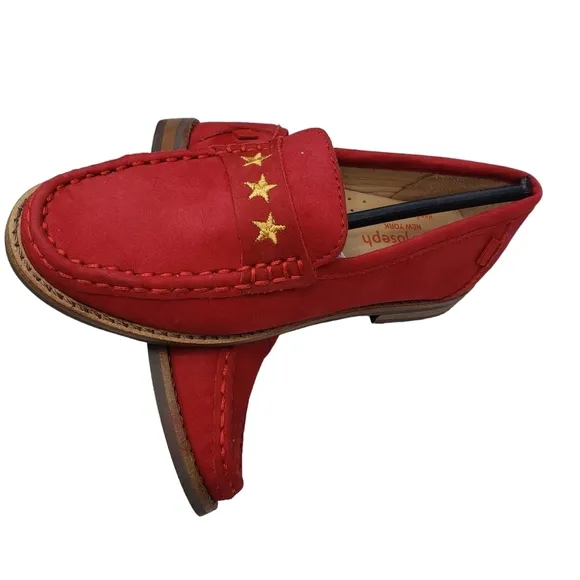 Marc Joseph | NIB Madison Red Nobuck Gold Star Preppy Leather Loafers Girl's 12