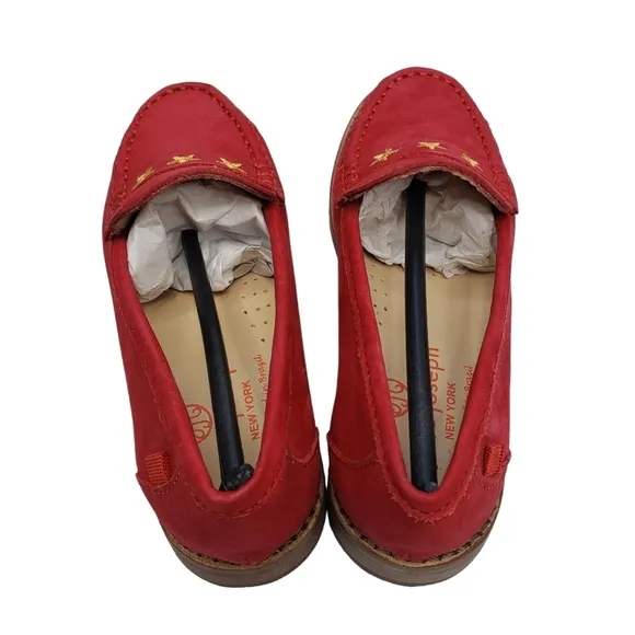 Marc Joseph | NIB Madison Red Nobuck Gold Star Preppy Leather Loafers Girl's 12