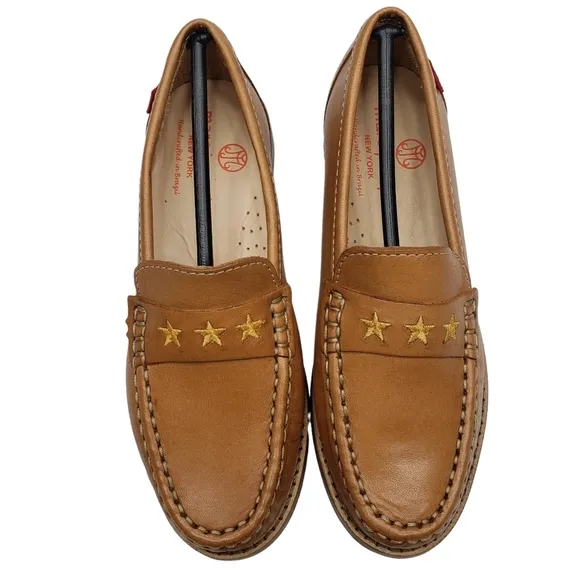 Marc Joseph | NIB Madison Tan Napa Gold Star Leather Preppy Loafers Girl's 13
