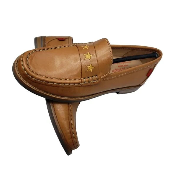 Marc Joseph | NIB Madison Tan Napa Gold Star Leather Preppy Loafers Girl's 13