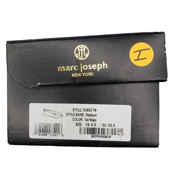 Marc Joseph | NIB Madison Tan Napa Gold Star Leather Preppy Loafers Girl's 4.5