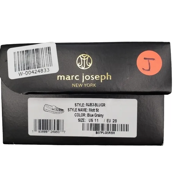 Marc Joseph | NIB Mott St Blue Grainy Silver Grommet Leather Loafers Girl's 11