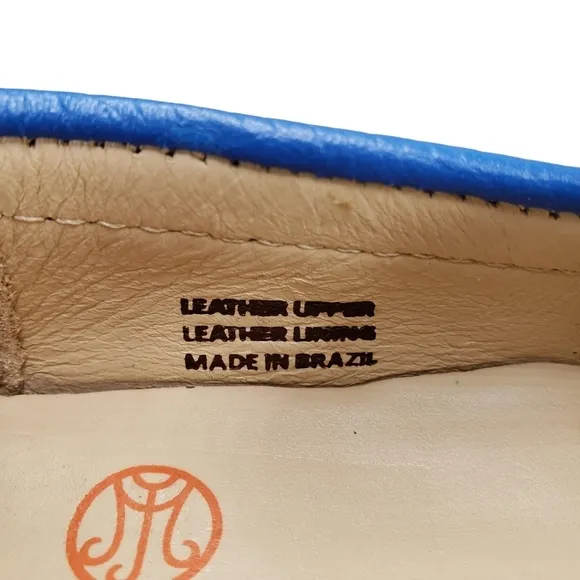 Marc Joseph | NIB Mott St Blue Grainy Silver Grommet Leather Loafers Girl's 11