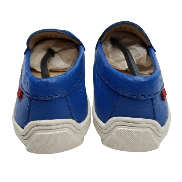 Marc Joseph | NIB Mott St Blue Grainy Silver Grommet Leather Loafers Girl's 11