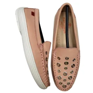 Marc Joseph | NIB Mott St Blush Nobuck Silver Grommet Leather Loafers Girl's 1.5