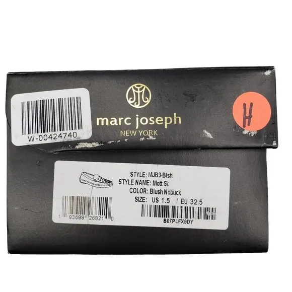 Marc Joseph | NIB Mott St Blush Nobuck Silver Grommet Leather Loafers Girl's 1.5