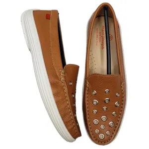 Marc Joseph | NIB Mott St Tan Grainy Silver Grommet Leather Loafers Girl's 5
