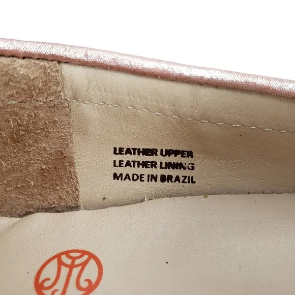 Marc Joseph | NIB Union St Orange Grainy Metallic Leather Glam Loafers Girl's 4