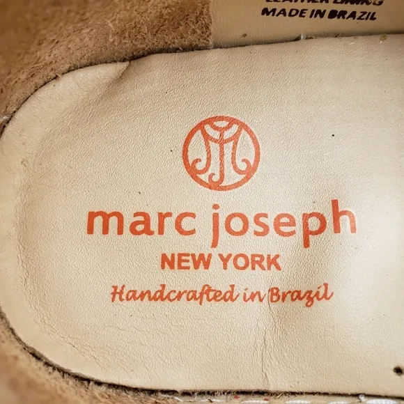 Marc Joseph | NIB Union St Orange Grainy Metallic Leather Glam Loafers Girl's 4
