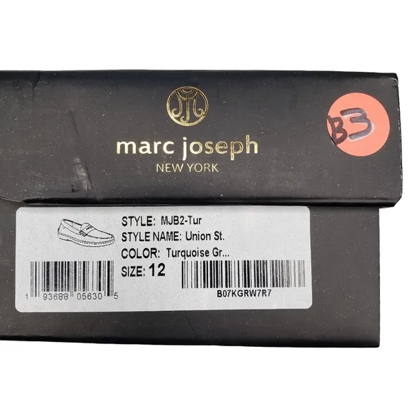 Marc Joseph | NIB Union St Turquoise Grainy Leather Preppy Chic Loafers Girl 12