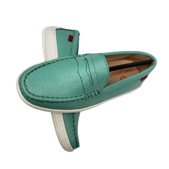 Marc Joseph | NIB Union St Turquoise Grainy Leather Preppy Chic Loafers Girl 12