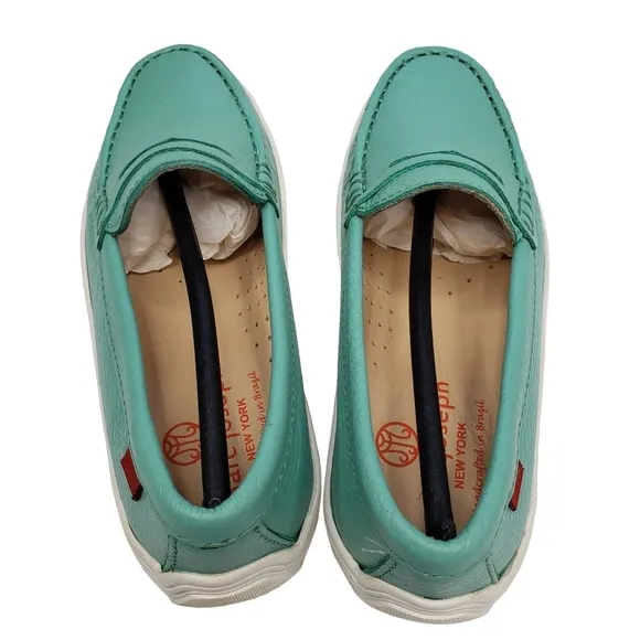 Marc Joseph | NIB Union St Turquoise Grainy Leather Preppy Chic Loafers Girl 12