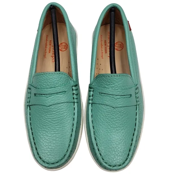 Marc Joseph | NIB Union St Turquoise Grainy Leather Preppy Chic Loafers Girl 12