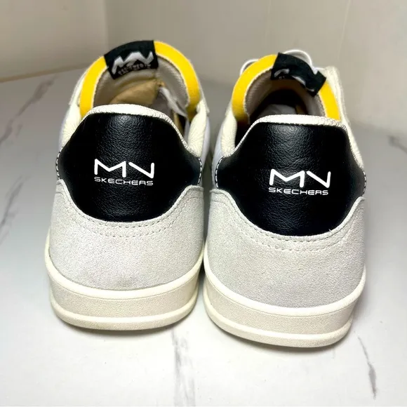 Marc Nason by Skechers 210782 Men's White/Black Leather Slip On Sneakers