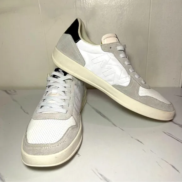 Marc Nason by Skechers 210782 Men's White/Black Leather Slip On Sneakers