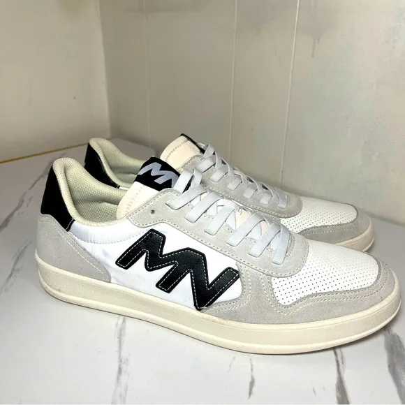 Marc Nason by Skechers 210782 Men's White/Black Leather Slip On Sneakers