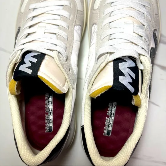 Marc Nason by Skechers 210782 Men's White/Black Leather Slip On Sneakers