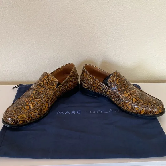 Marc Nolan hand tooled leather loafers