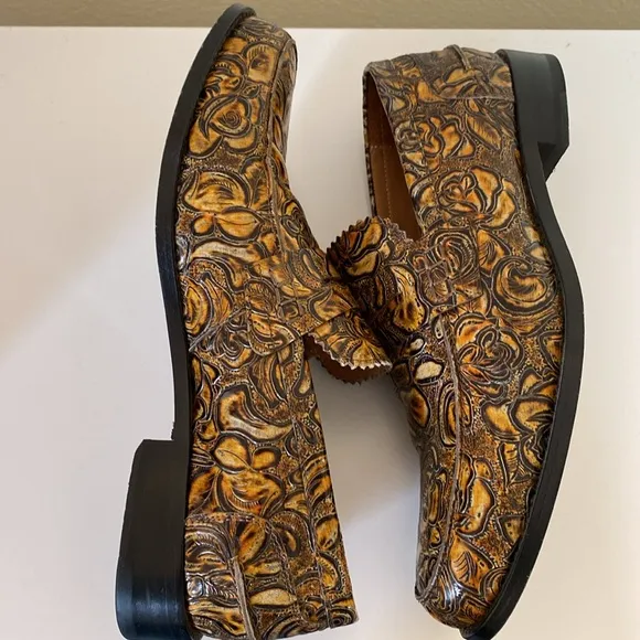 Marc Nolan hand tooled leather loafers
