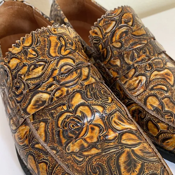 Marc Nolan hand tooled leather loafers
