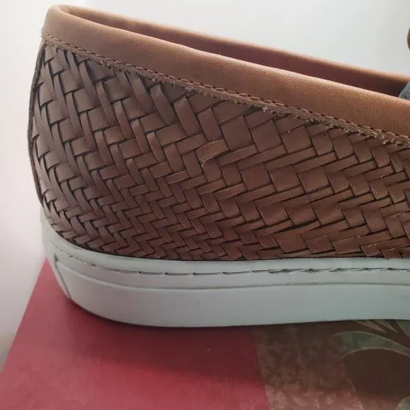 Marc Nolan Kyler Cognac Woven Leather Belgian Loafers Size 13 Shoes Dble Buckle